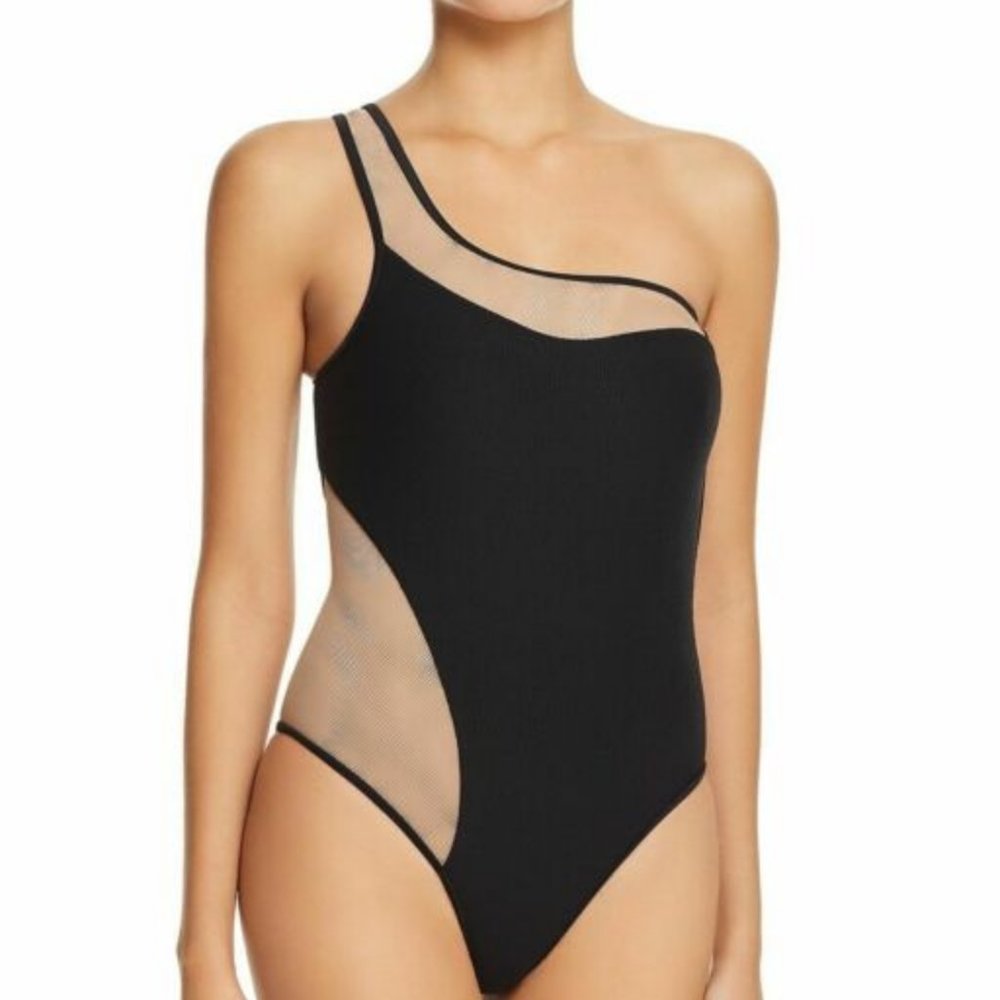 NWT! Ellejay Black One Piece One Shoulder Swimsuit